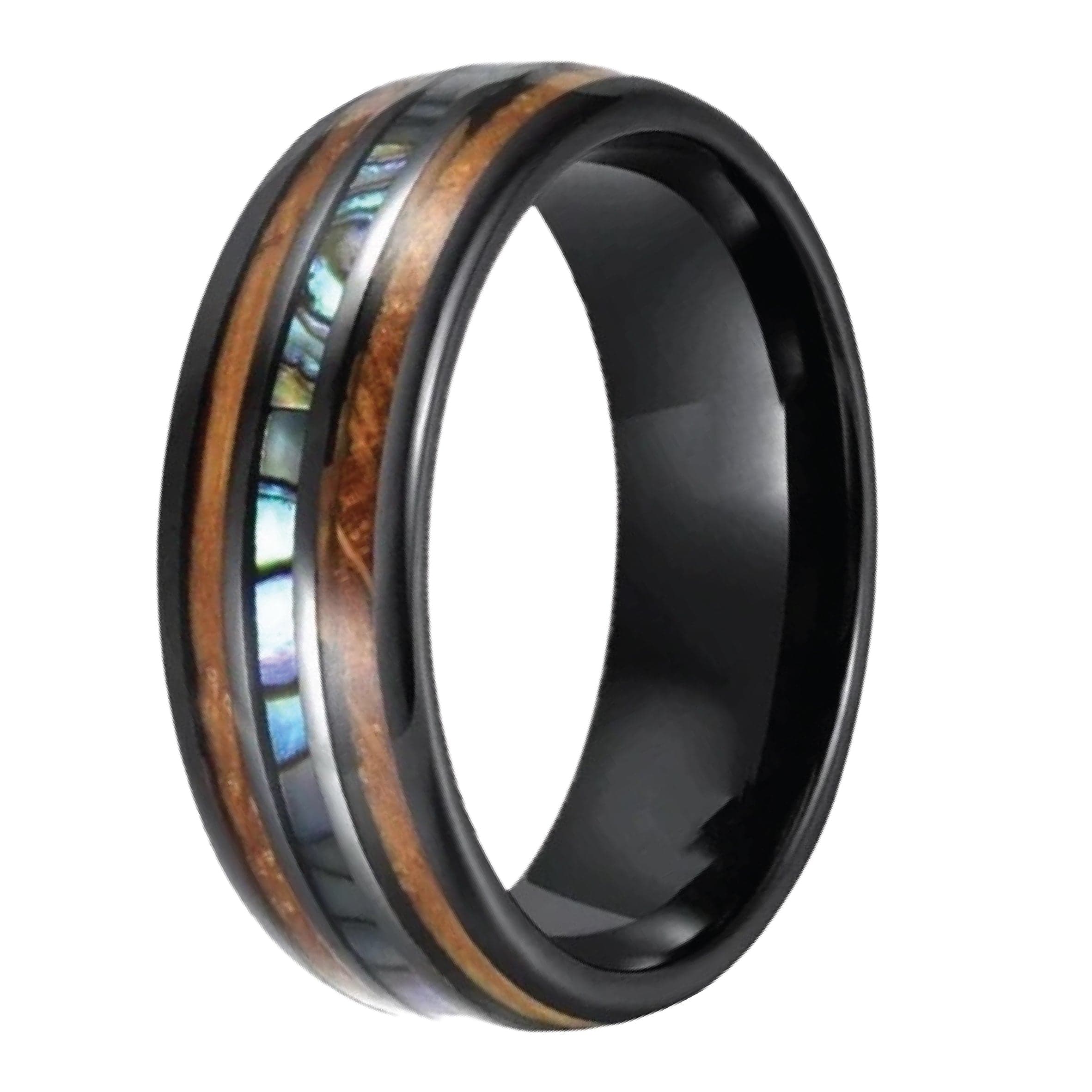 Mens abalone online wedding band