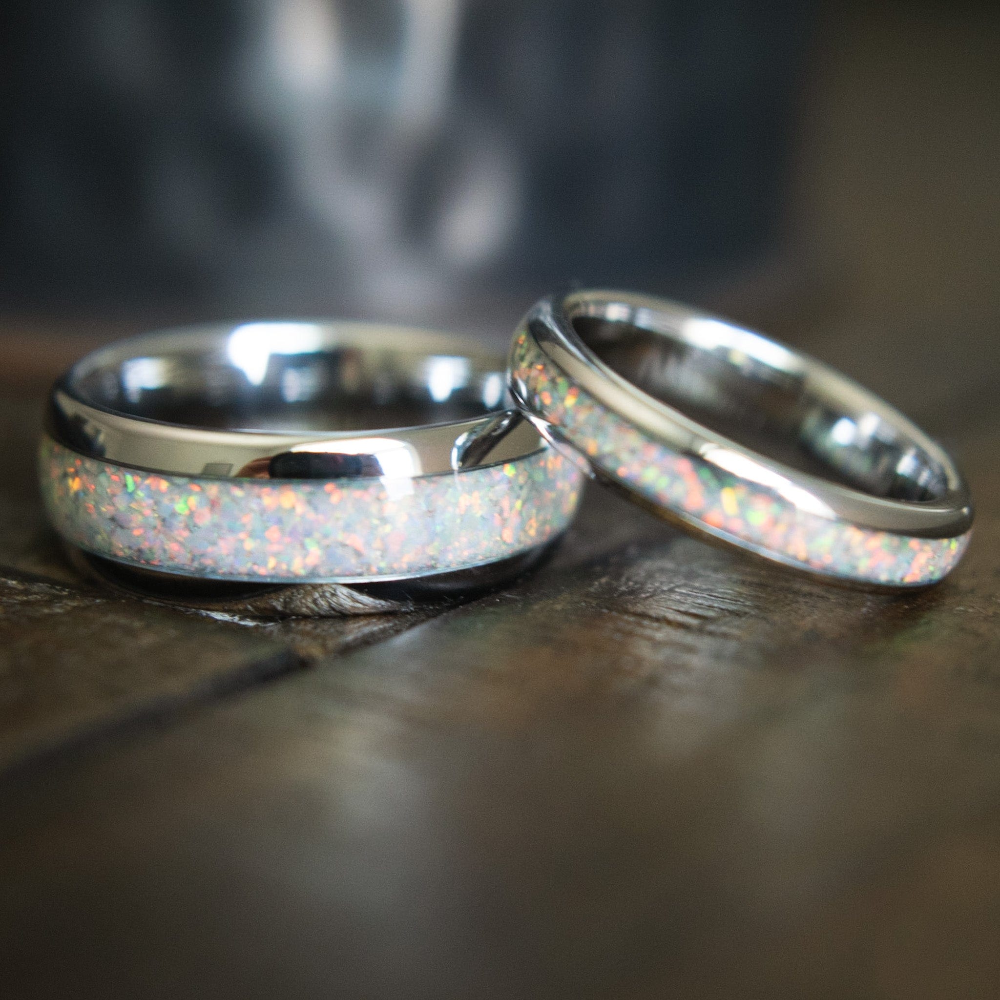 Modern His and good Hers Wedding Bands, Silver Gold, Free Name Engrave, Matching for Couples