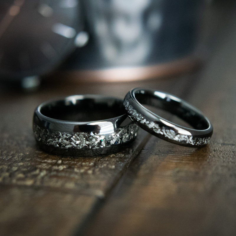 His and Hers Rings Engagement Rings Set With Opal, Meteorite and